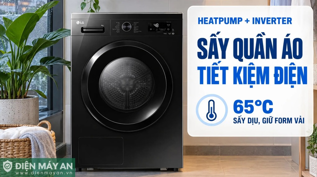 Máy sấy bơm nhiệt LG 9 Kg RB09NHP5O